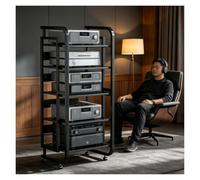 Generico HiFi Rack Con Ruote Universali A 5 Livelli, Audio AV Tower | Supporto AV audio-video, Media Stand multimediale per apparecchi stereo domestici, mobile per giradischi e vinili
