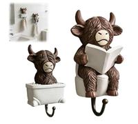 Generico Highland Cow Bathroom Wall Hooks,Rustic Highland Key Holder Wall Mount,Cute Yak Towels Hooks,Personalized Bullhead Animal Key Hooks,for Kitchen,Bedroom,Entryway,Hallway,Home Decor