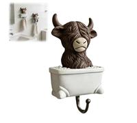 Generico Highland Cow Bathroom Wall Hooks,Rustic Highland Key Holder Wall Mount,Cute Yak Towels Hooks,Personalized Bullhead Animal Key Hooks,for Kitchen,Bedroom,Entryway,Hallway,Home Decor