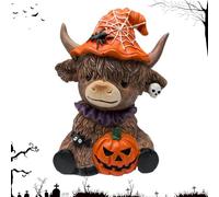 Generico Highland Cow Figurines, Brown Cattle Resin Statue, 3.15x4.13 Inches Rustic Tabletop Decor Accent, Farmhouse Shelf Ornament for Bookshelf Apartment Desktop Bedroom or Living Room Display