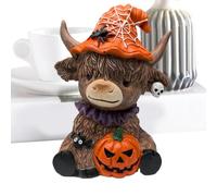 Generico Highland Cow Figurines, Brown Cattle Statue, Resin Farmhouse Animal Ornament for Rustic Shelf Decor, Bookshelf, Home, Apartment, Desktop, Bedroom, Living Room, Display, 8x10.5cm