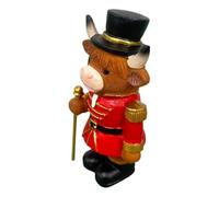 Generico Highland Cow Figurines- Resin 5.5x4x10cm Nutcracker Style Red Coat | Cow Figurines Nutcracker Style, Placement On A Table, Desk, Shelf, Mantel, Or Fireplace