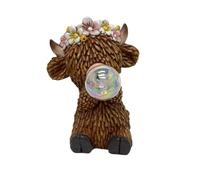 Generico Highland Cow Garden Statue - Solar Light | Resin Ornament