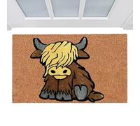 Generico Highland Cow Indoor Entry Mat - Rustic Animal Graphic Accent Rug, Ultra-Absorbent Non-Slip Door Mt, Decorative Bedroom Floor Decor, Low-Profile Entryway Mudroom Rug, Boutique Home Mat | Fo