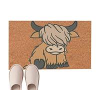 Generico Highland Cow Indoor Entry Mat - Rustic Animal Graphic Accent Rug, Ultra-Absorbent Non-Slip Door Mt, Decorative Bedroom Floor Decor, Low-Profile Entryway Mudroom Rug, Boutique Home Mat | Fo