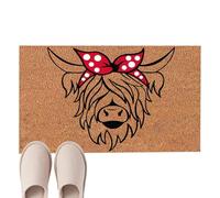 Generico Highland Cow Indoor Entry Mat - Rustic Animal Graphic Accent Rug, Ultra-Absorbent Non-Slip Door Mt, Decorative Bedroom Floor Decor, Low-Profile Entryway Mudroom Rug, Boutique Home Mat | Fo