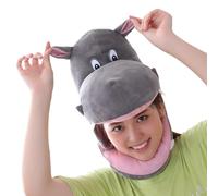 Generico Hippo Hat, Plush Animal Headgear, 11.81x13.78 inches Sturdy Soft and Breathable Cosplay Hat, Adjustable Funny Costume Accessory for Adults, Kids,Animal Theme Parties, Grey