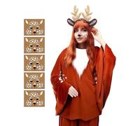 Generico Hirsch-Kostüm | Weihnachts-Rentiermantel-Set mit Geweih-Stirnband | Damen-Cosplay-Poncho- | Für Festivals, Feiern, Halloween, Karneval, Theateraufführungen