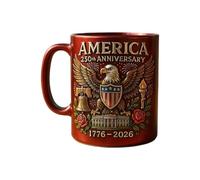 Generico Historic 250th Birthday Mug - Memorial Celebration Drinkware Cup (Exclusive Collector Edition), Patriotic Tea Coffee Mug for, Freedom Inspired Keepsake, Ceramic Beverage Giftware