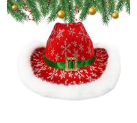 Generico Holiday Cowboy Hat - Santa Claus Christmas Costume | White Trim Cowboy Hat For New Year’s Eve Parties Cosplay Props, Masquerade Balls, Festive Outfit Accessory, Adult Teen Costume