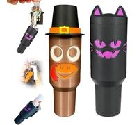 Generico Holiday Edition Mini Tumbler Keychain Container, Halloween Mini Cup Keychain Chapstick Holder, Halloween Keychains for Backpack Decor for Women Men (2pcsH)
