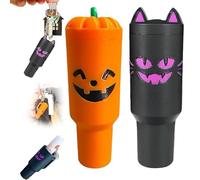 Generico Holiday Edition Mini Tumbler Keychain Container, Halloween Mini Cup Keychain Chapstick Holder, Halloween Keychains for Backpack Decor for Women Men (2pcsA)