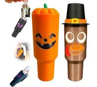 Generico Holiday Edition Mini Tumbler Keychain Container, Halloween Mini Cup Keychain Chapstick Holder, Halloween Keychains for Backpack Decor for Women Men (2pcsE)
