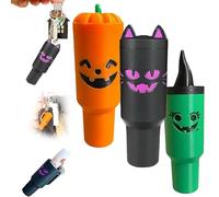 Generico Holiday Edition Mini Tumbler Keychain Container, Halloween Mini Cup Keychain Chapstick Holder, Halloween Keychains for Backpack Decor for Women Men (3pcsA)