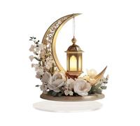 Generico Holiday Table Centerpiece - Arabic Moon Decor | 2D Acrylic Display with Elegant Cut Design, Festive Desk Decoration with Stable Base, Decorative Accent for Dining Table Mantel Shelf