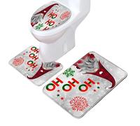 Generico Holiday Toilet Decoration Set, Christmas Bathroom Decoration with Cartoon Rug, Non-Slip Festive Floor Mat, Funny Seat Cover for Rv, Apartment, Dorm, Rental, Hotel, 1 Set