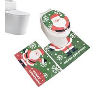 Generico Holiday Toilet Decoration Set, Christmas Bathroom Decoration with Cartoon Rug, Non-Slip Festive Floor Mat, Funny Seat Cover for Rv, Apartment, Dorm, Rental, Hotel, 1 Set