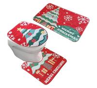 Generico Holiday Toilet Decoration Set, Christmas Bathroom Decoration with Cartoon Rug, Non-Slip Festive Floor Mat, Funny Seat Cover for Rv, Apartment, Dorm, Rental, Hotel, 1 Set