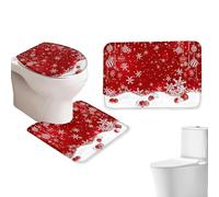 Generico Holiday Toilet Decoration Set, Christmas Bathroom Decoration with Cartoon Rug, Non-Slip Festive Floor Mat, Funny Seat Cover for Rv, Apartment, Dorm, Rental, Hotel, 1 Set