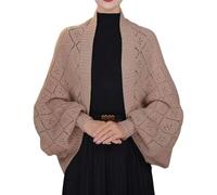 Generico Hollow out Knitted Shawl Coat for Women Lightweight Open Front Crochet Cardigan Wrap Breathable Knit Cape Beach Cover Up
