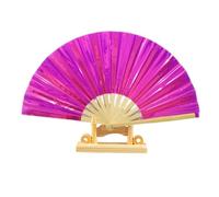 Generico Holographic Folding Hand Fan - Large Handheld Festival Dance Fan | Club Accessory | Decorative Foldable For Weddings, Performances, Costumes, And Creative Display
