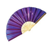 Generico Holographic Folding Hand Fan - Large Handheld Festival Dance Fan | Club Accessory | Decorative Foldable For Weddings, Performances, Costumes, And Creative Display
