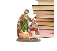 Generico Holy Family Statue, Nativity Scene Jesus Figurines, Resin Religious Decor, Handcrafted Tabletop Display, Compact Ideal for Christmas Bookshelf Fireplace Dorm Bedroom Hotel Indoor Decor