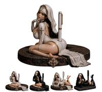 Generico Holy Temptation Gothic Nun Pen Holder,Sacred White Midnight Black Desk Organizer Figurine,Dark Academia Desk Organizer with Cross Detail,Gothic Home Office Decor Gift for Halloween
