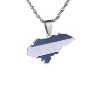 Generico Honduras Necklace Fashion Stainless Steel Country Republic Flag Pendant Jewelry for Women Men Hip Hop Gold Color Items (Style A)