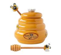 Genérico Honey Container - Cute Small No Drip Pot | Honey Dispenser No Drip Jar - For Syrup Jam Sauce Apartment Kitchen Counter Cabinet Pantry Office Dorm Farmhouse Restaurant