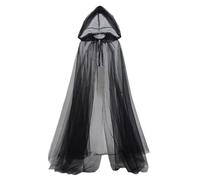 Generico Hooded Cape, Sheer Tulle Cloak, Long Lightweight Veil, Elegant and Flowing Design for Wedding, Costume Party, Stage Show, Bonfire Night, Renaissance Fair, Autumn Events, Ghost Festival