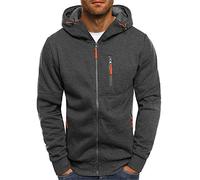 Generico Hoodie Uomo Cerniera Leggero, Big And Tall Felpa, Giacca Casual Autunno, con Tasche a Cerniera, Traspirante per Movimento(1B-Dark Gray, M)