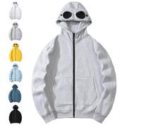 Generico Hoodie with Eye Mask Built in, Airplane Mode Travel Hoodie with Hidden Pockets, 2-in-1 Sleep Hooded Pullover Women Men (Light Gray,M)