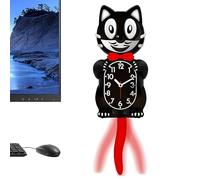 Generico Horloge Chat Murale - Décoration Intérieure Vintage Drôle Silencieuse, Mouvement Analogique Précis, Design Unique | Horloge Rétro, Salon Chambre Cuisine Bureau Cadeau Maison Noël