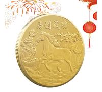 Generico Horse Commemorative Coin Ornament - Gold Traditional Success Collectibles | New Year Car Decor For Cars Bags Shop Window School Offices Cafes Bookstores Living Room Bookshelves Display