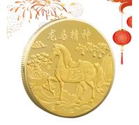 Generico Horse Commemorative Coin Ornament - Gold Traditional Success Collectibles | New Year Car Decor For Cars Bags Shop Window School Offices Cafes Bookstores Living Room Bookshelves Display
