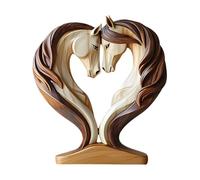 Generico Horse Statue, Wooden Decor, Snuggle Pose Ornament, Animal Figurine with Elegant Design, Tabletop Display for Home Nursery Workplace Shelf Bedside Dining Study Room Keepsake, 7.09x7.87 Inches