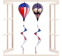 Generico Hot Air Balloon Wind Spinner - 2 Pack, 43 inch Outdoor Garden Windmill Hanging Decorations | Patriotic Yard Spinners for 4th of July, Memorial Day, Balcony, Tree & Lawn Decor