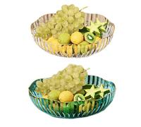 Generico Household Fruit Plate - Kitchen Storage Tray | 25x25x7.3cm Countertop Basket with Large Capacity, PET Transparent Green Fruit Holder with Snack Display, Modern Serving Dish