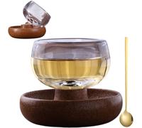 Generico Household Heat Resistant Crystal Glass Small Teacup, Creative 360° Rotating Cup Non Tipping, Reusable Clear Tea Cups and Saucers Set for Homes,Office,Bar,Wedding,Party