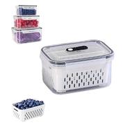 Generico Household Transparent Plastic Food Storage Box-Including Drain Basket, Food Storage Box, Portable Breathable Multifunctional Basin, Suitable for Holding Various Fruits and Vegetable (800ML)