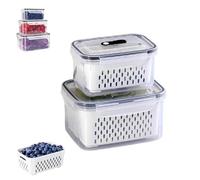 Generico Household Transparent Plastic Food Storage Box-Including Drain Basket, Food Storage Box, Portable Breathable Multifunctional Basin, Suitable for Holding Various Fruits and Vegetable (2PCS)