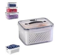 Generico Household Transparent Plastic Food Storage Box-Including Drain Basket, Food Storage Box, Portable Breathable Multifunctional Basin, Suitable for Holding Various Fruits and Vegetable (3150ML)