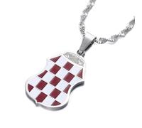 Generico Huangshan Croatia Flag Pendant Necklaces for Women Men，Croatian National Symbol Jewelry，with Croatia Badge ，Stainless Steel ，Ethnic Necklace (Model 4)
