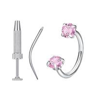 Generico Hufeisen-Nasenring Mit Doppeledelstein - Lippen & Ohrschmuck | Modisches Piercing-Accessoire | Septum Circular Barbell Für Feier Urlaub Geburtstag Hochzeit Party Date Frauen Männer Silber
