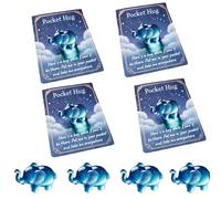 Generico Hug Card Resin Animal, Animal Pocket Hug Gifts, Cute Turtle Encouragement, Cute Emotional Support Turtle Elephant Penguin Frog Bear Encouragement Anxiety Stress Relief (4pcs-1)