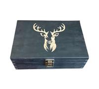 Generico Hunter Memorial Box | 19x13.6x7.5cm Vintage Display Case With Deer Pattern | 20 Slot Shell Organizer | Keepsake For Father Boyfriend Husband Grandpa Nightstand Shelf Bedroom Living Room