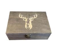 Generico Hunter Memory Box - Vintage Deer Pattern Display Case with 20 Shell Slots for Keepsakes | Small Decorative Storage Box for Father Grandpa Bedroom Living Room Shelf Nightstand Display