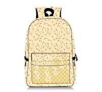 Generico Ice Cream Backpack Kawaii Shoulder Bagpacks Cute Large Capacity Daypack Lightweight Daily Use Travel Hiking Camping (Khaki)
