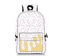 Generico Ice Cream Backpack Kawaii Shoulder Bagpacks Cute Large Capacity Daypack Lightweight Daily Use Travel Hiking Camping (White)